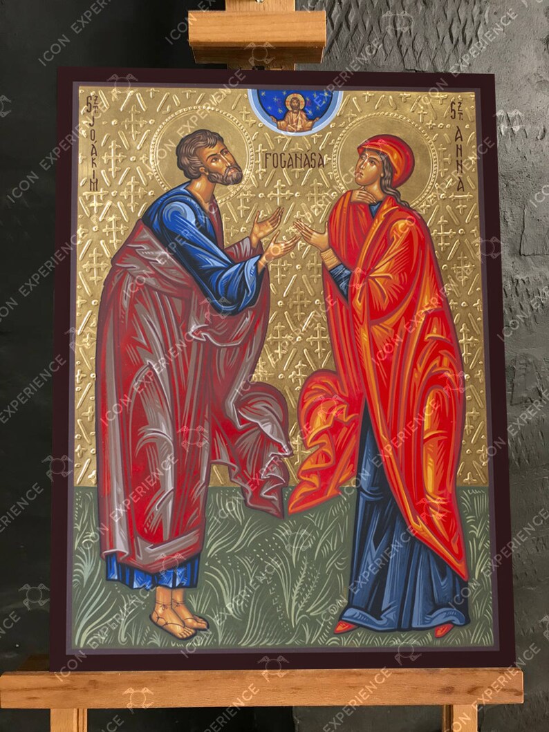 San Joaquín y Santa Ana, icono pintado a mano