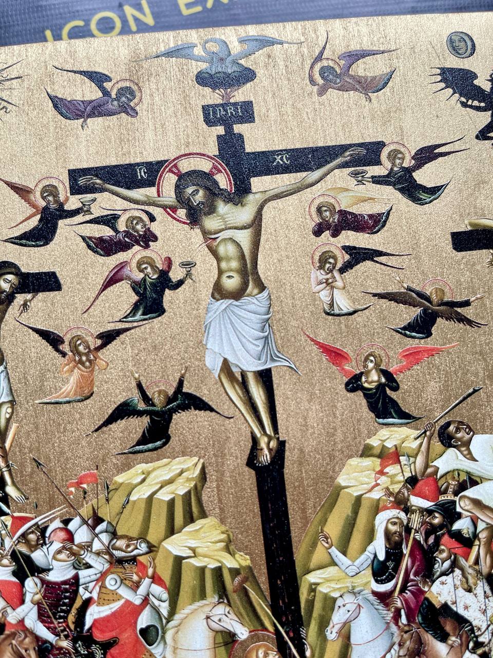 Crucifixión de Jesucristo Iconografía Bizantina Regalo de Arte Cristiano