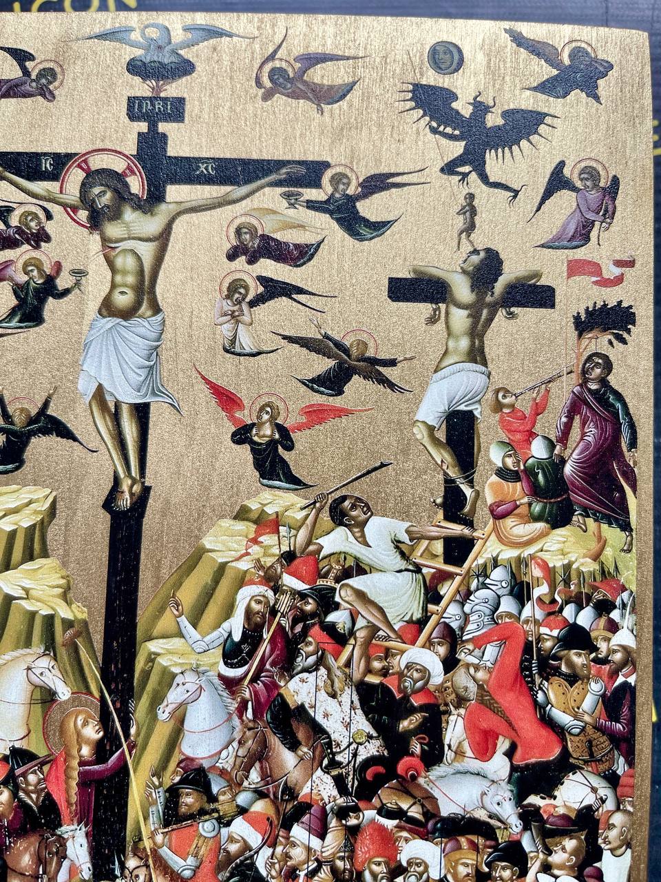 Crucifixión de Jesucristo Iconografía Bizantina Regalo de Arte Cristiano