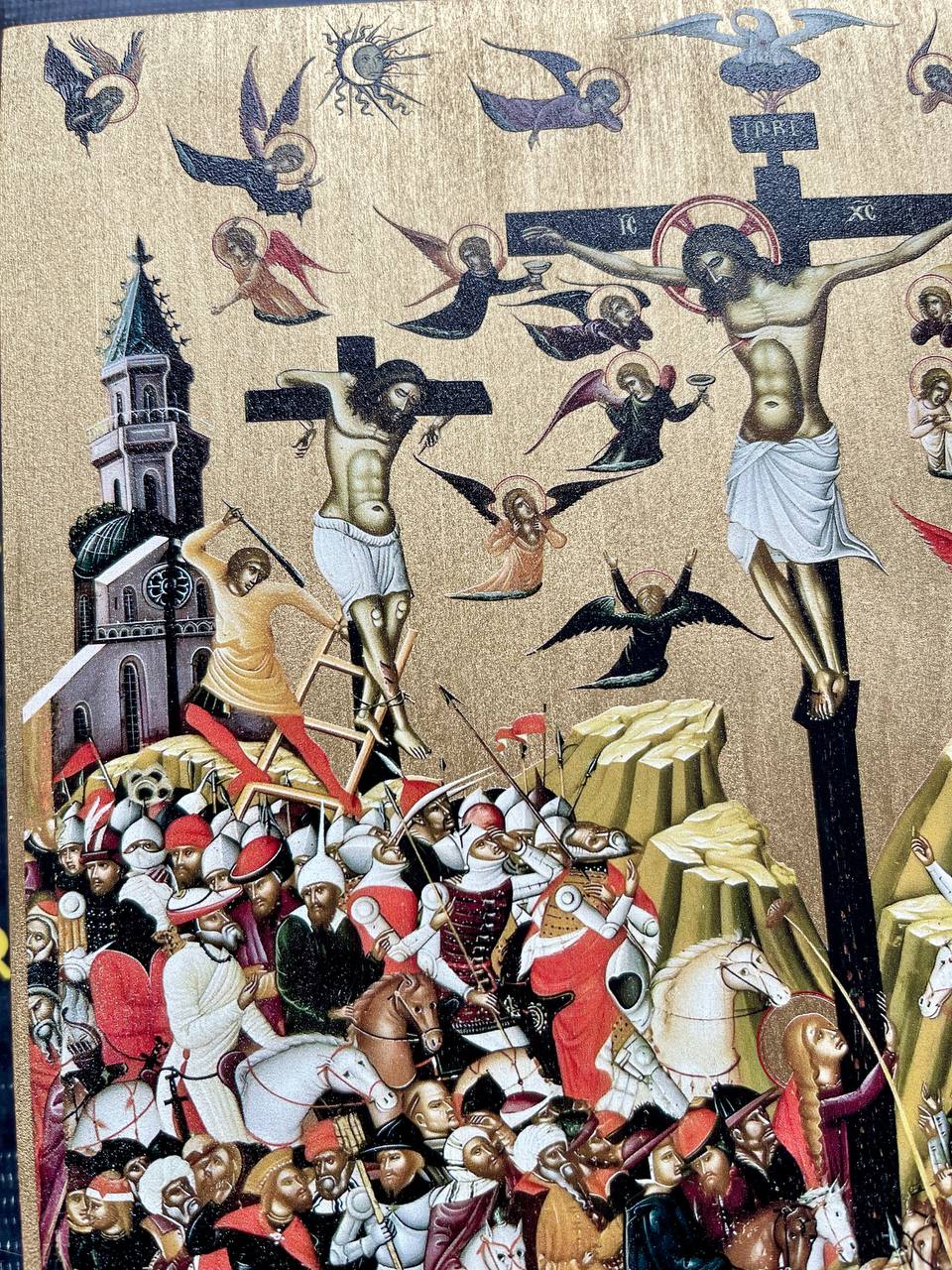Crucifixión de Jesucristo Iconografía Bizantina Regalo de Arte Cristiano