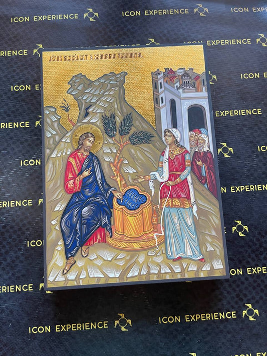 Jesús hablando con la mujer samaritana.