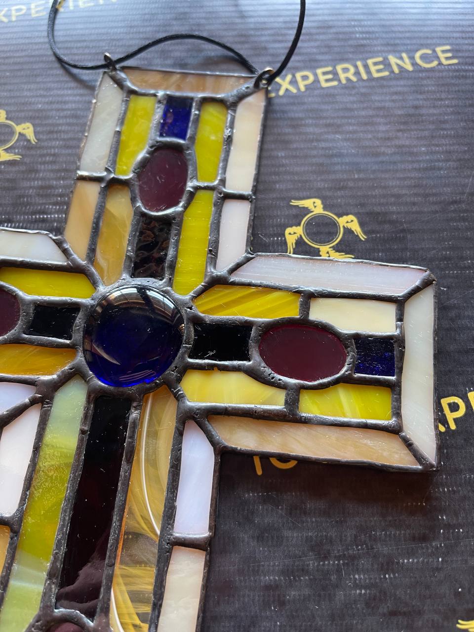 Handmade Stained Glass Cross Suncatcher