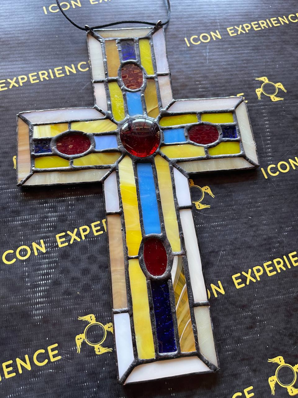 Handmade Stained Glass Cross Suncatcher