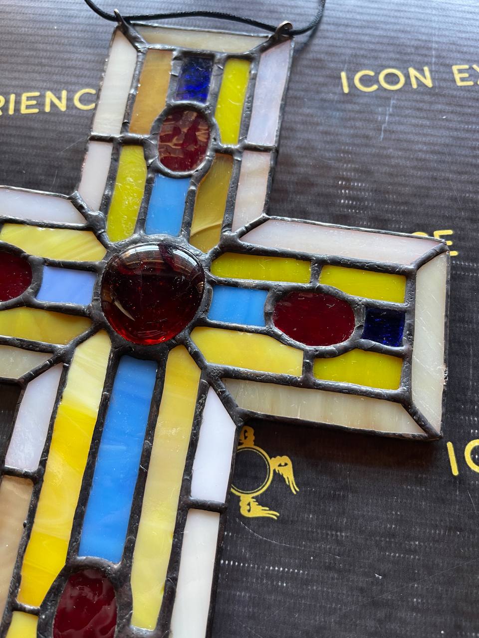 Handmade Stained Glass Cross Suncatcher