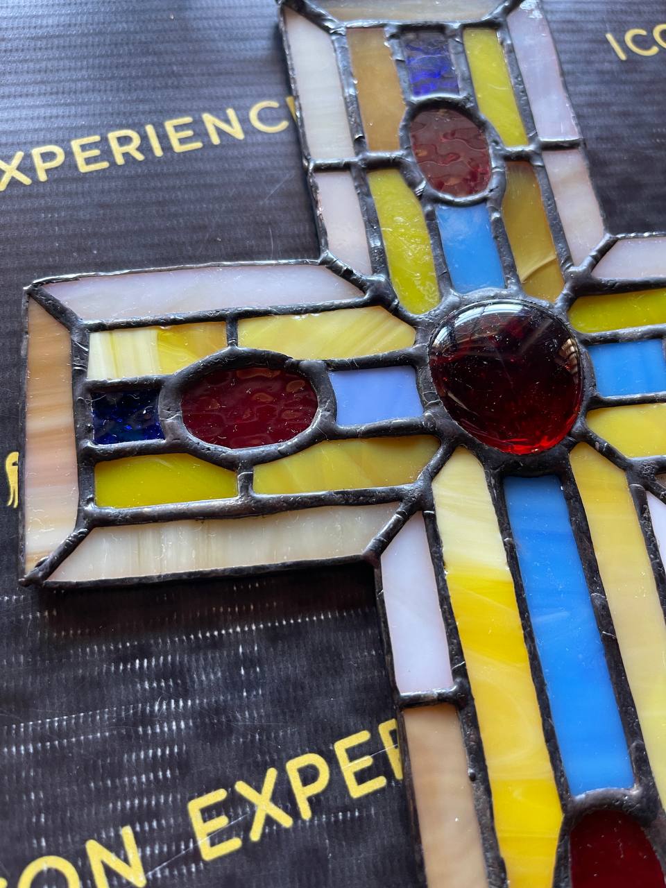 Handmade Stained Glass Cross Suncatcher