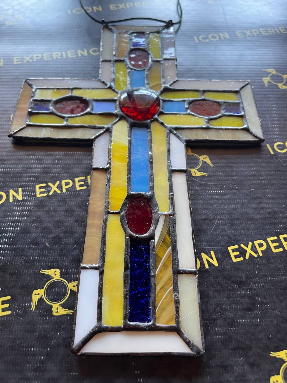 Handmade Stained Glass Cross Suncatcher