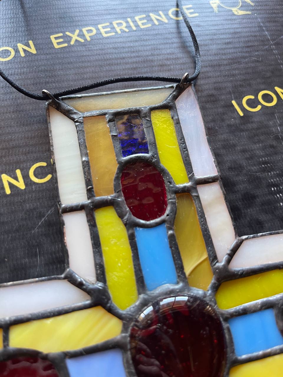 Handmade Stained Glass Cross Suncatcher