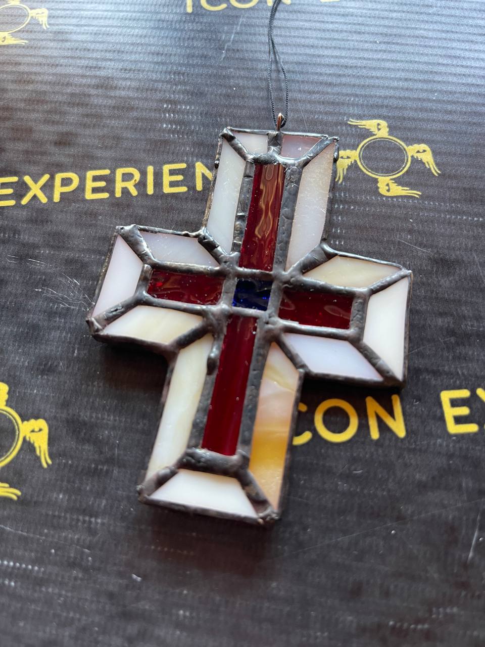 Small Handmade Stained Glass Cross Suncatcher