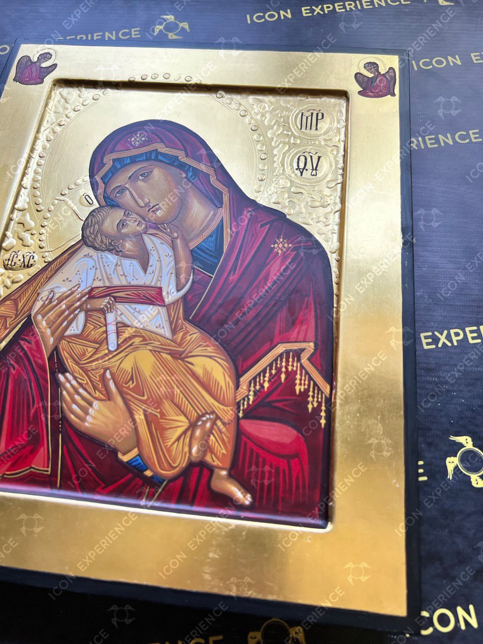 Saint Virgin Mary with Baby Jesus Handpainted Icon, Byzantine Icon, Religious Icons Catholic Art Home Decor, Family Gift
