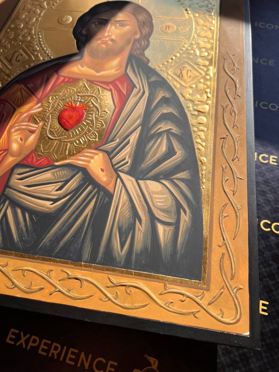 The Sacred Heart of Jesus Christ Handpainted Icon Religious Home Decor Christian Wall Decoration Sacral Handmade Church Community Gift