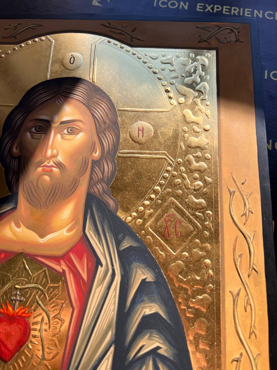 The Sacred Heart of Jesus Christ Handpainted Icon Religious Home Decor Christian Wall Decoration Sacral Handmade Church Community Gift